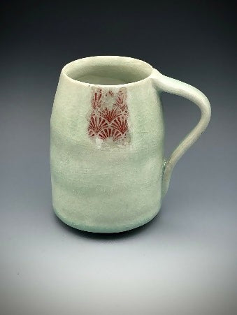 Celadon with Red Fans I