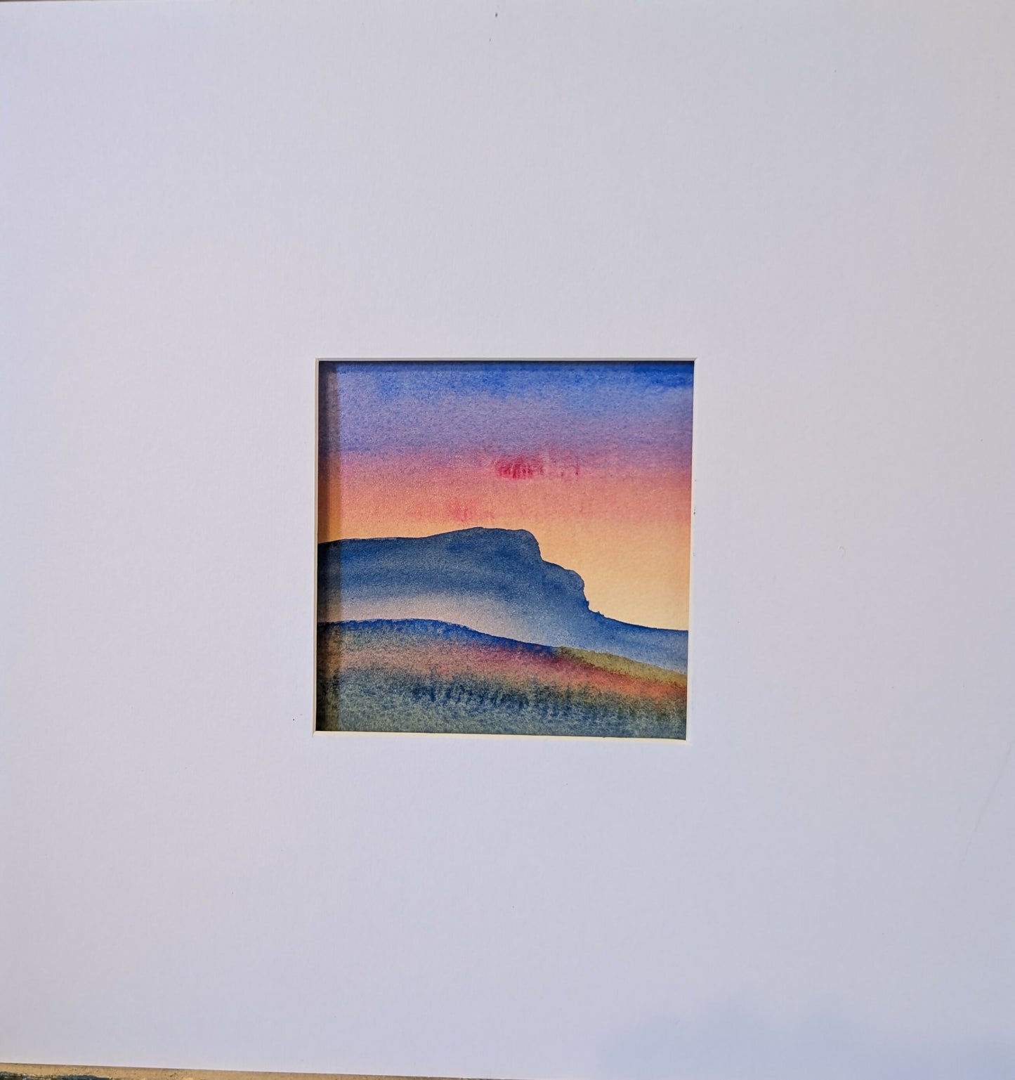 Sunset over hills of Yorkshire, original watercolor