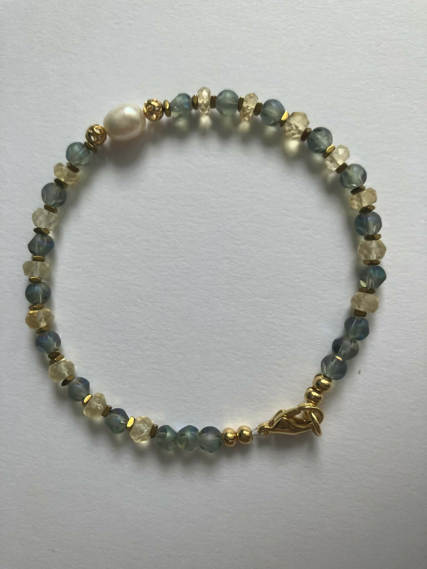 gemstone bracelet - citrine, pearl