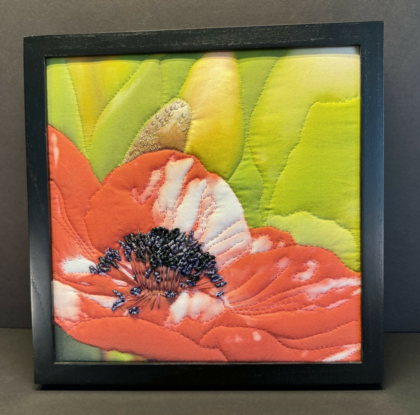 Copy of 12x12"photo printed on cloth and stitch embellished