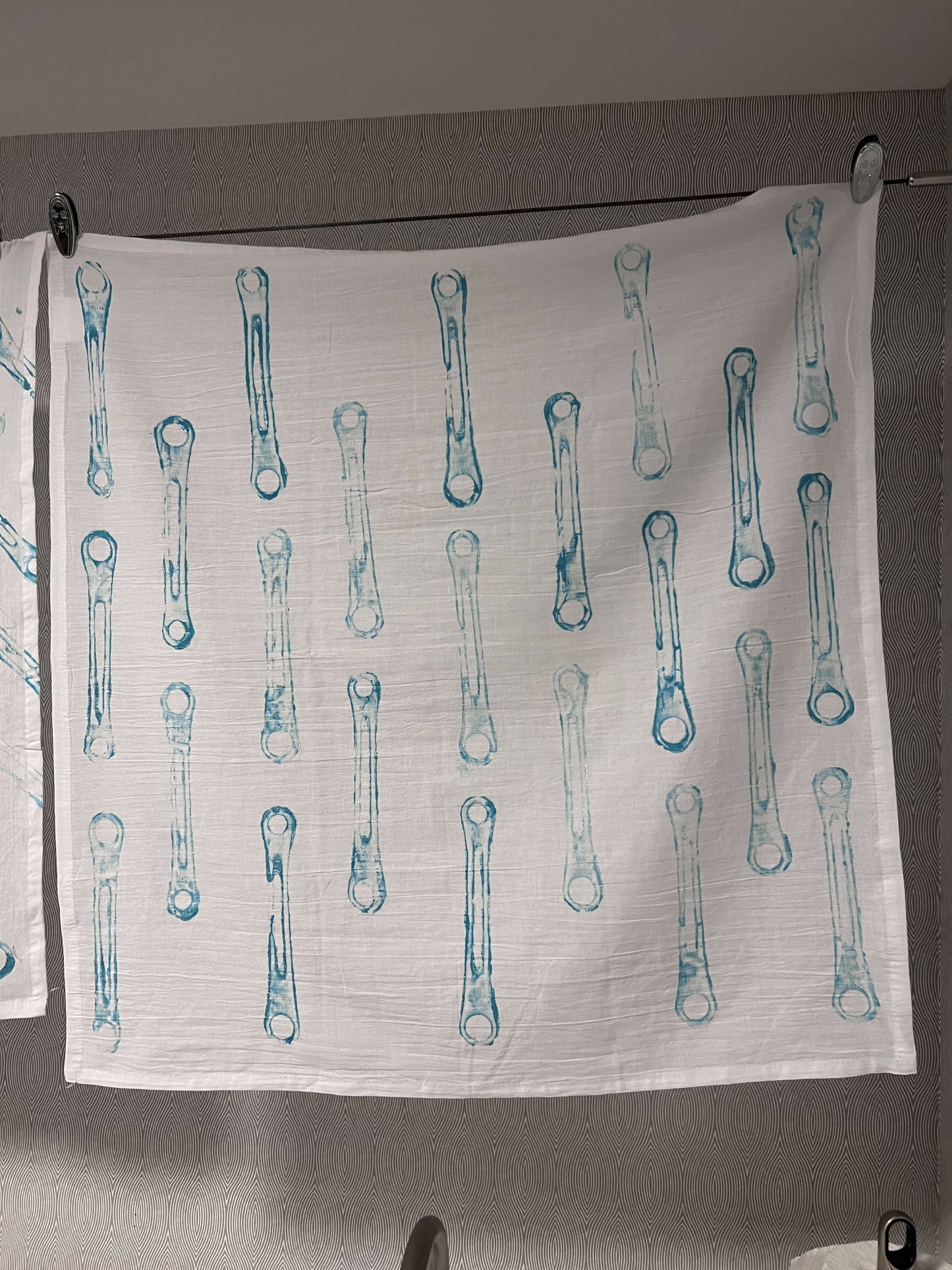 Handprinted tea towel