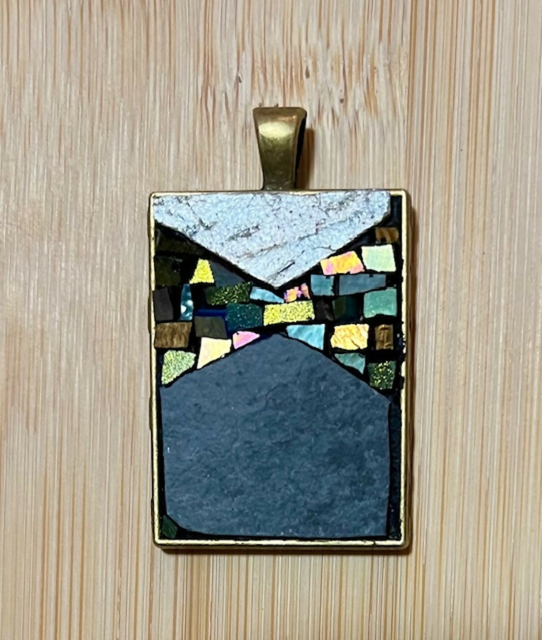 Mosaic Pendant: Slate and Glass Rows