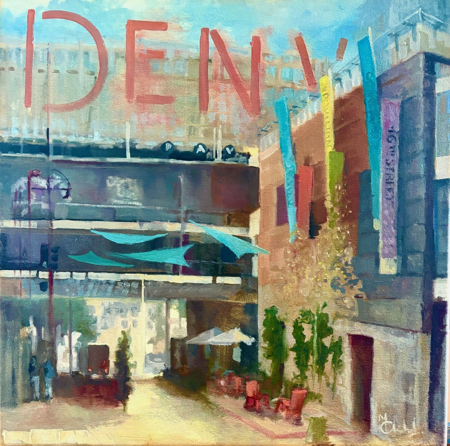 DENVER PAVILION ORIGINAL OIL PAINTING BRUSH STROKES
