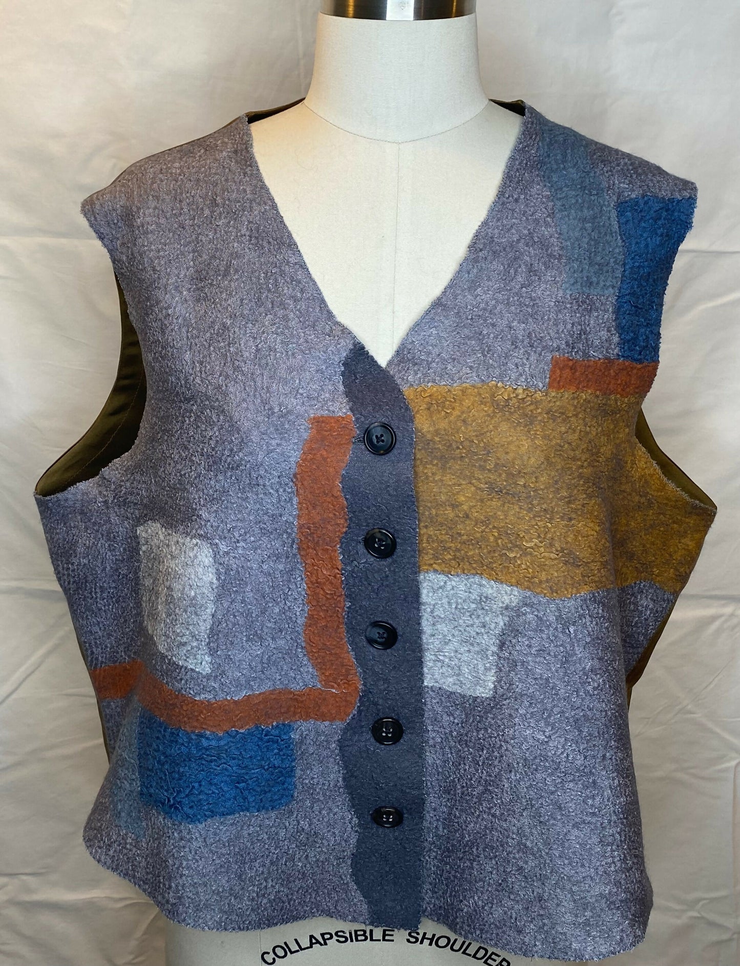 Patchwork Nuno Felted Vest-Grey