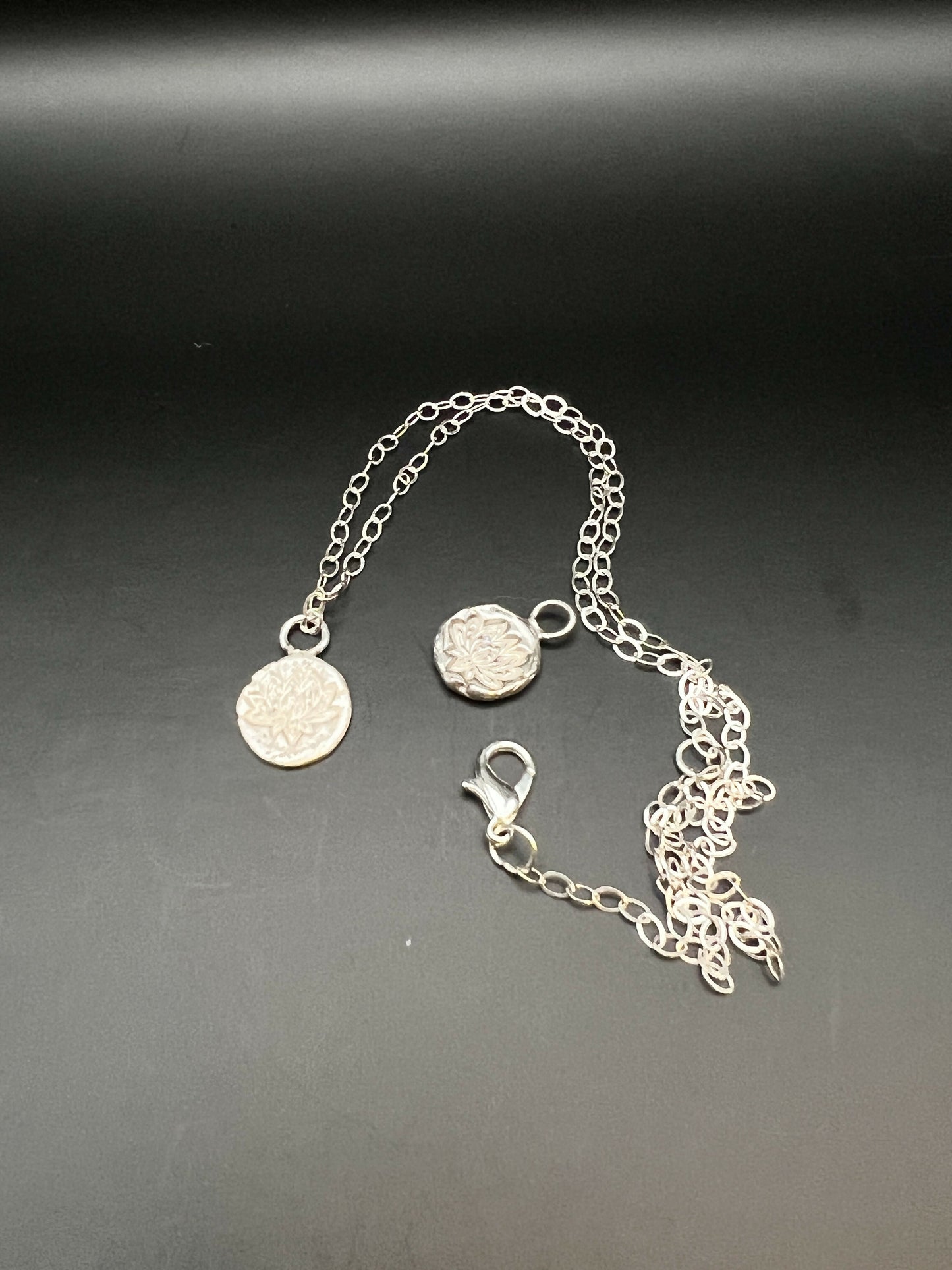 Fine Silver Lotus Flower charm necklace