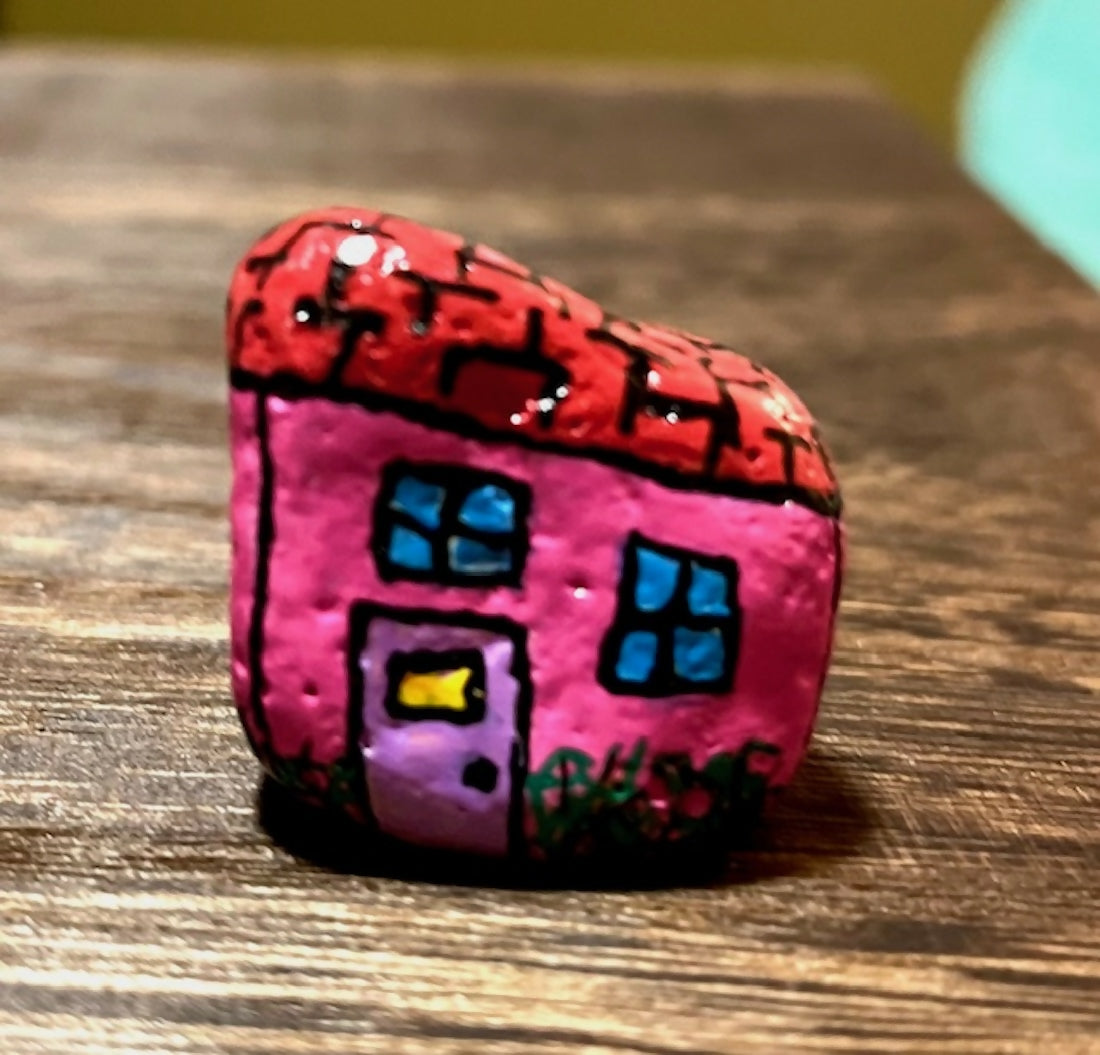 Gnome Home, medium. Pink and Red