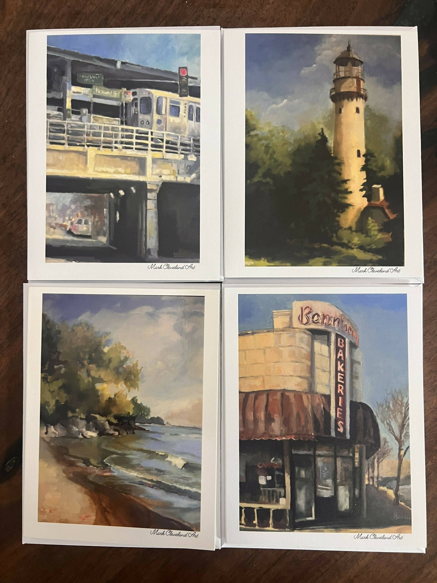 Set of 4 Evanston Scene Cards by Mark Cleveland