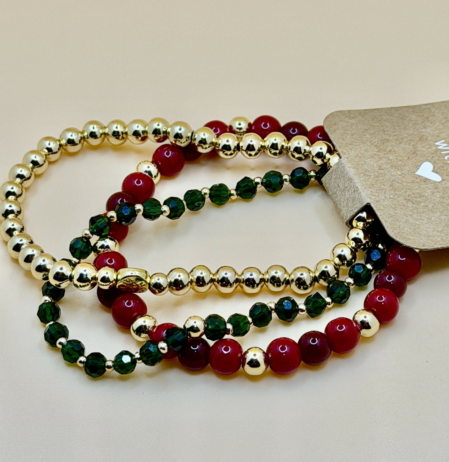 Cranberry Cheer Holiday Bracelet Trio Set