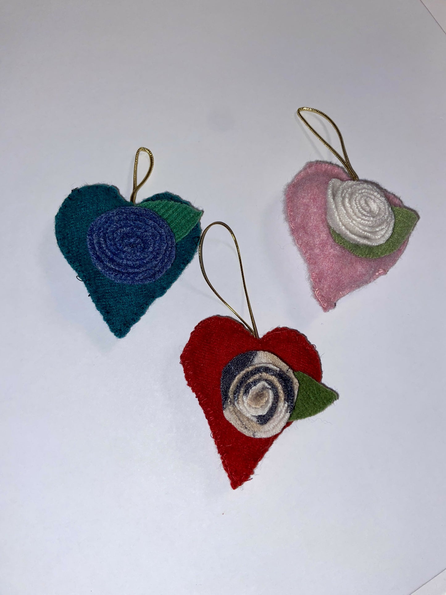 Heart Christmas Ornament Repurposed Sweater Felted Wool