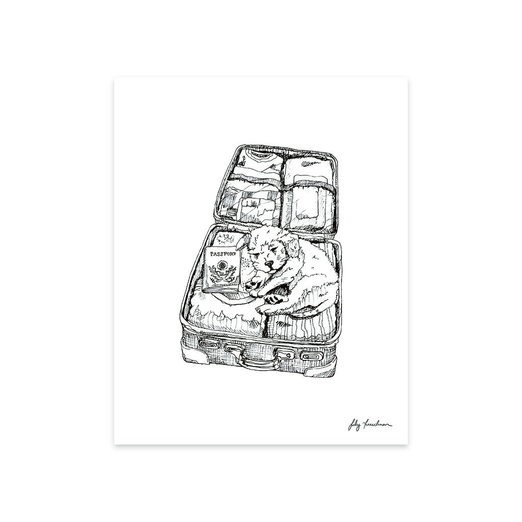 8”x10” Art Print, Travel Pup