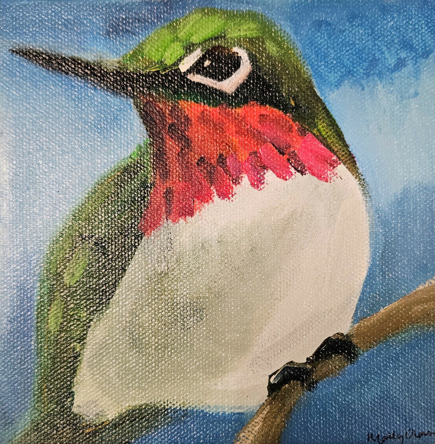 Hummingbird Painting, 6 x 6 mini