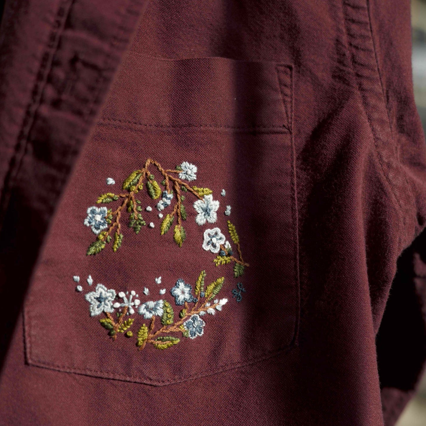 Hand-Embroidered "Pocket Garden," Men's Small