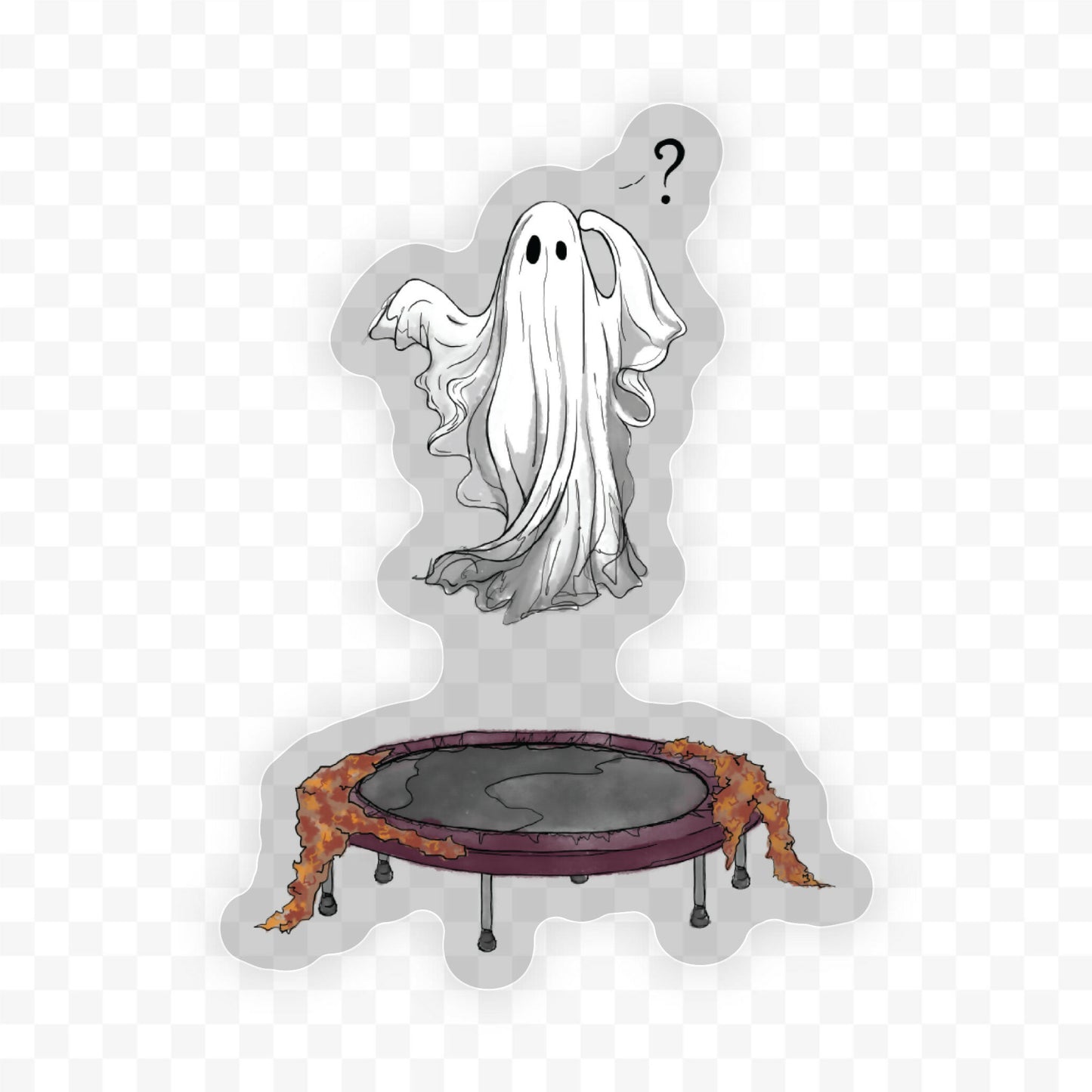 3” Art Sticker, Ghost Trampoline