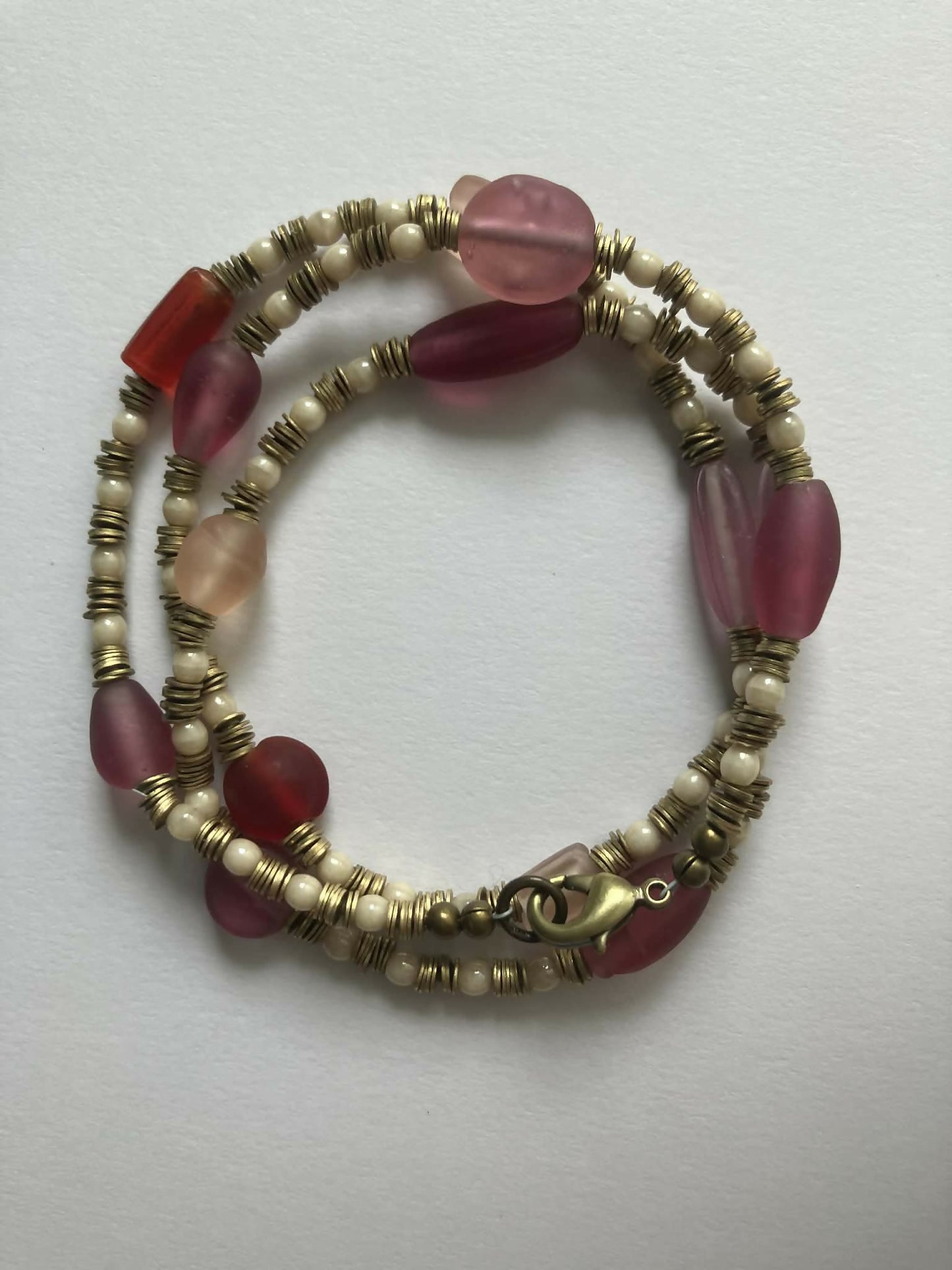 wrap bracelet - red, pink