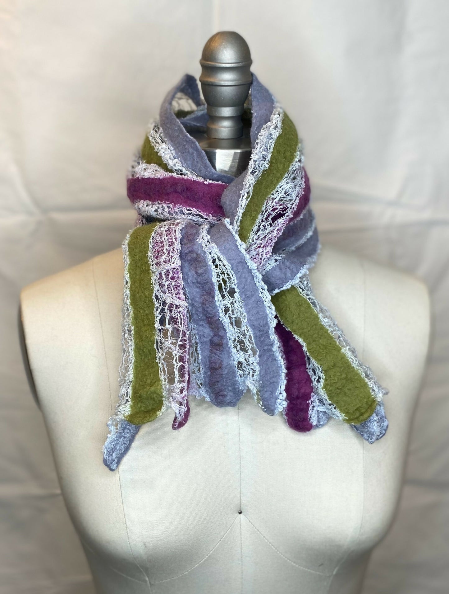 Cotton mesh and Wool Nuno Felted Scarf