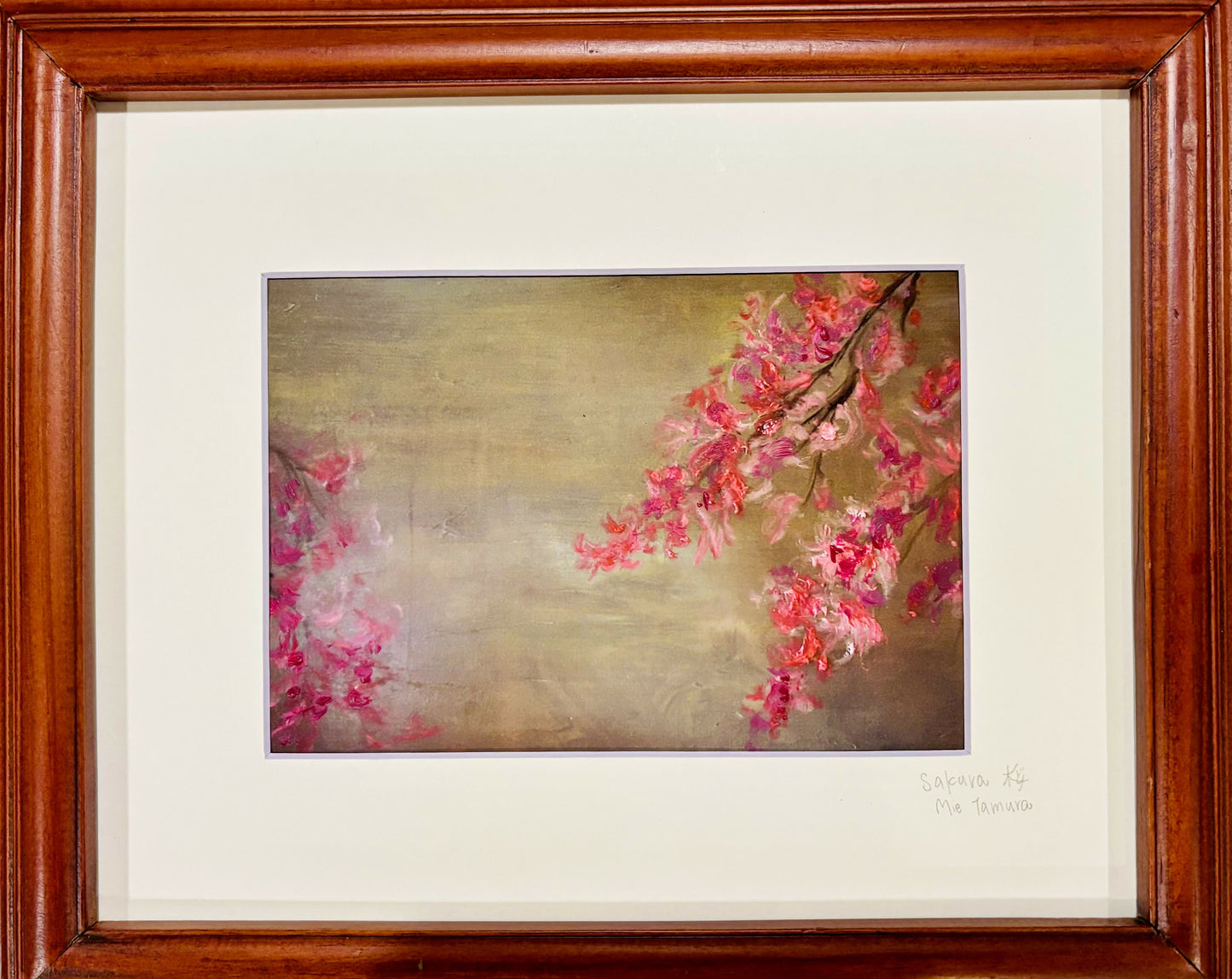 Sakura, Acrylic paint on print ( in 8 x 10 frame)