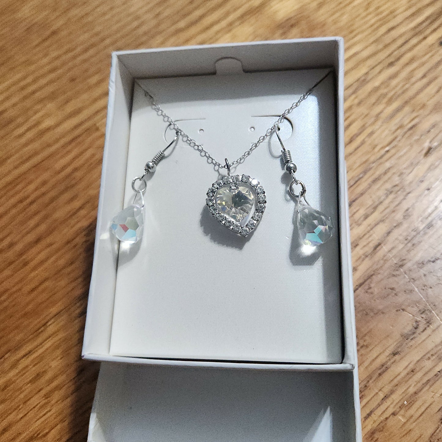 Crystal heart and matching earrings set