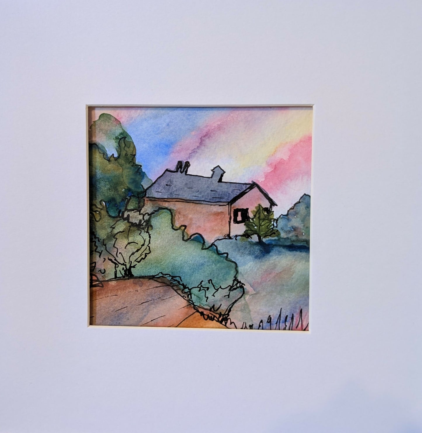 Wisconsin hills and sky, original watercolor