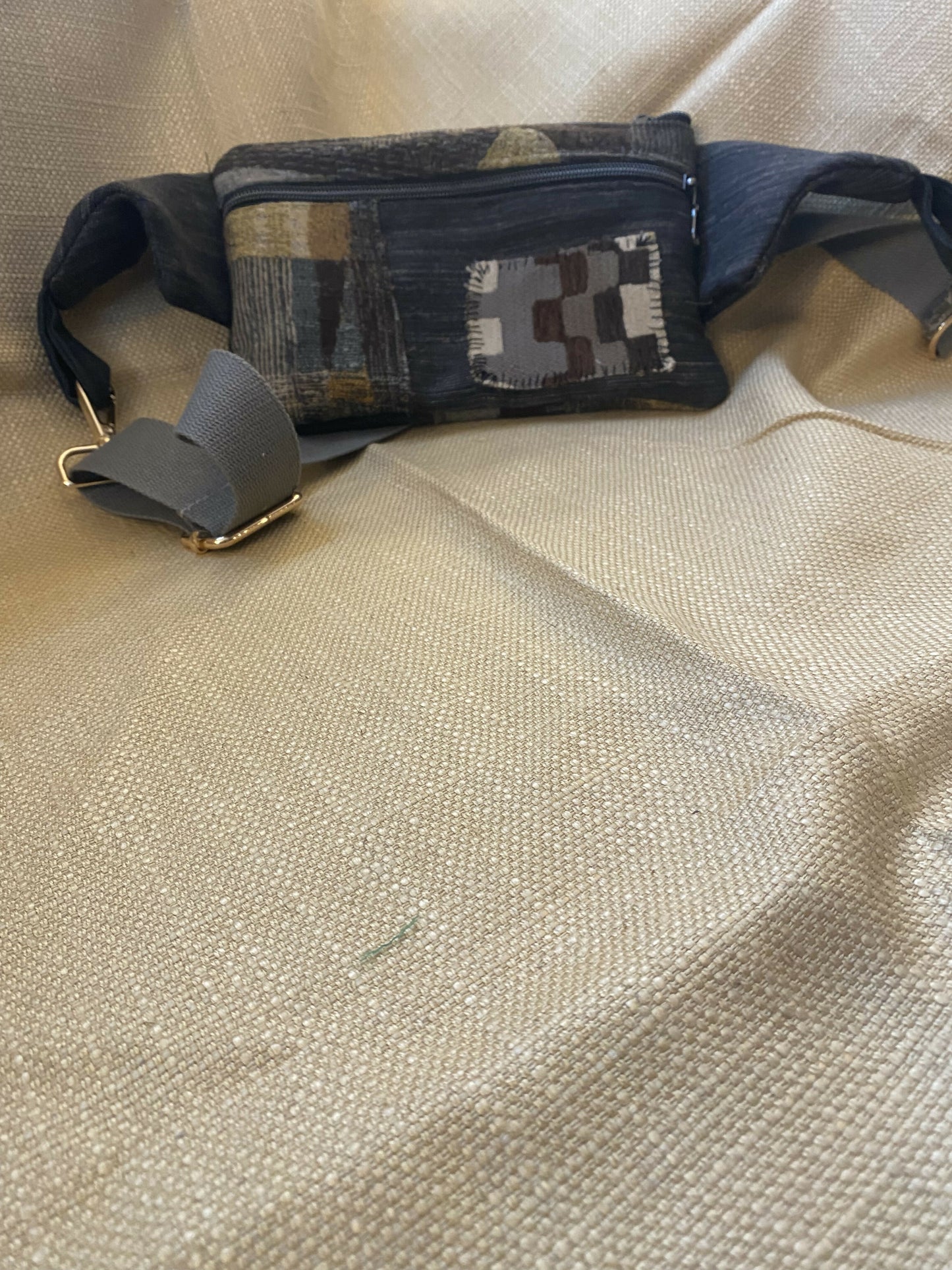 Black patterned cross body/fanny purse