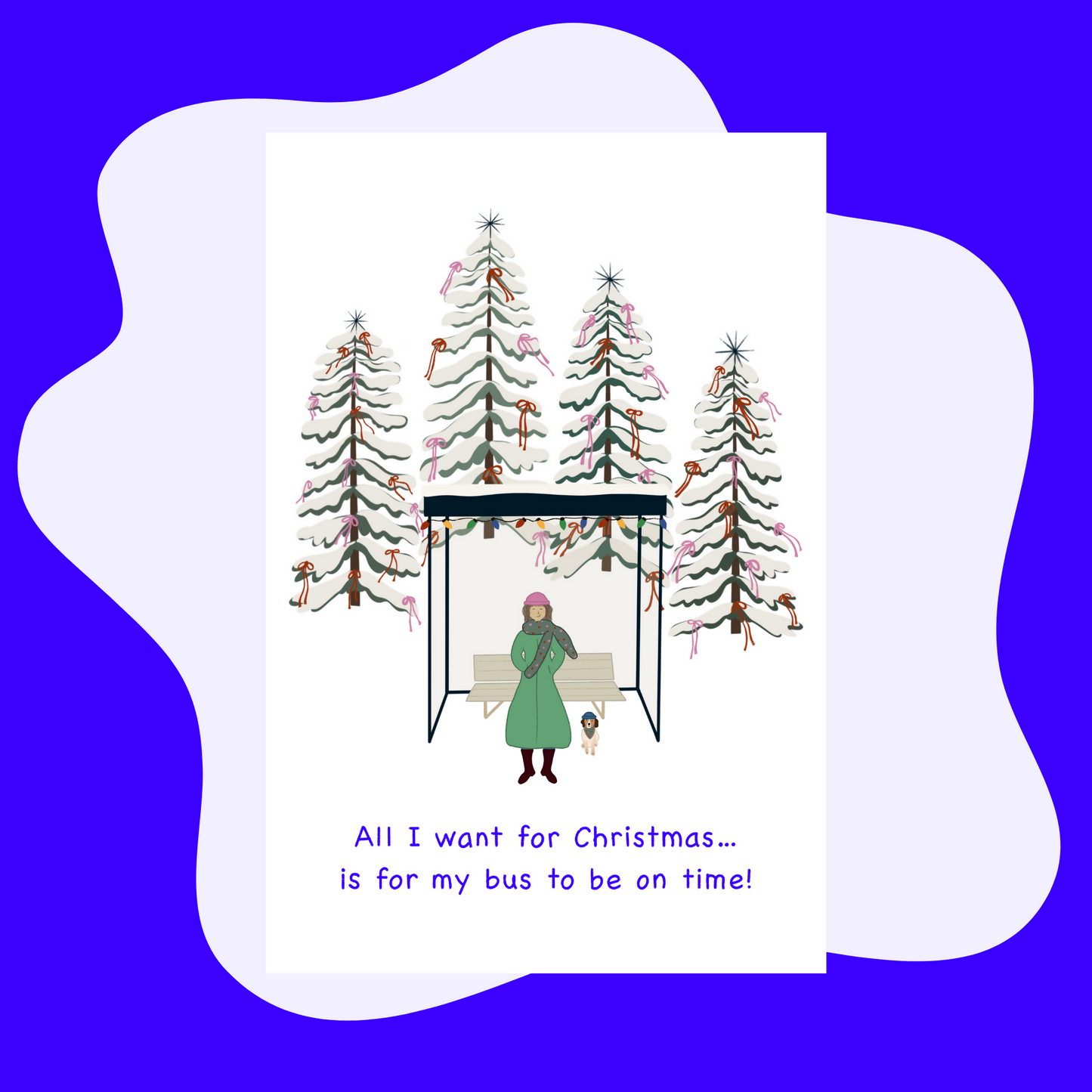 Funny and Cute Christmas Card + Envelope