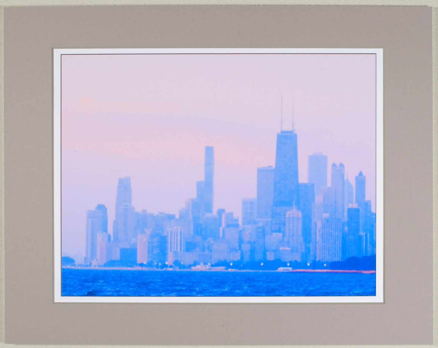 Chicago Skyline at Sunrise, matted print