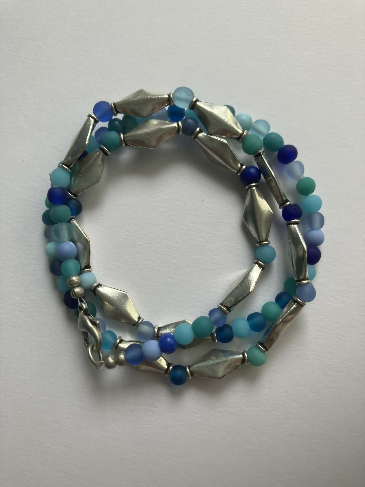 wrap bracelet - silver, blue