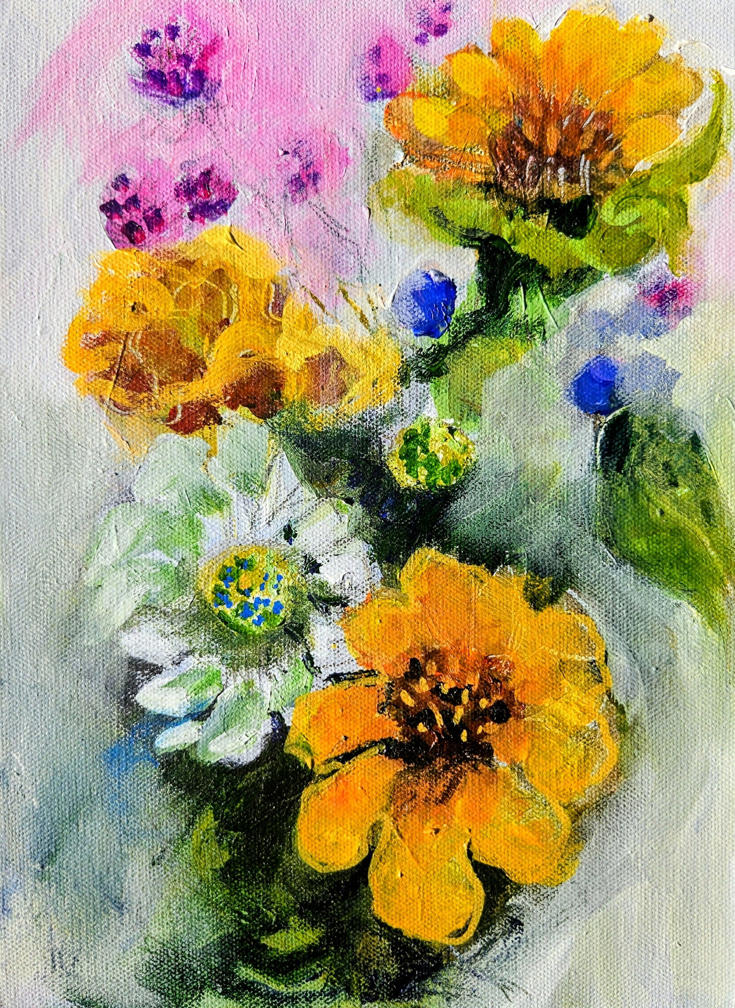 Acrylic on Canvas Painting of Wildflowers