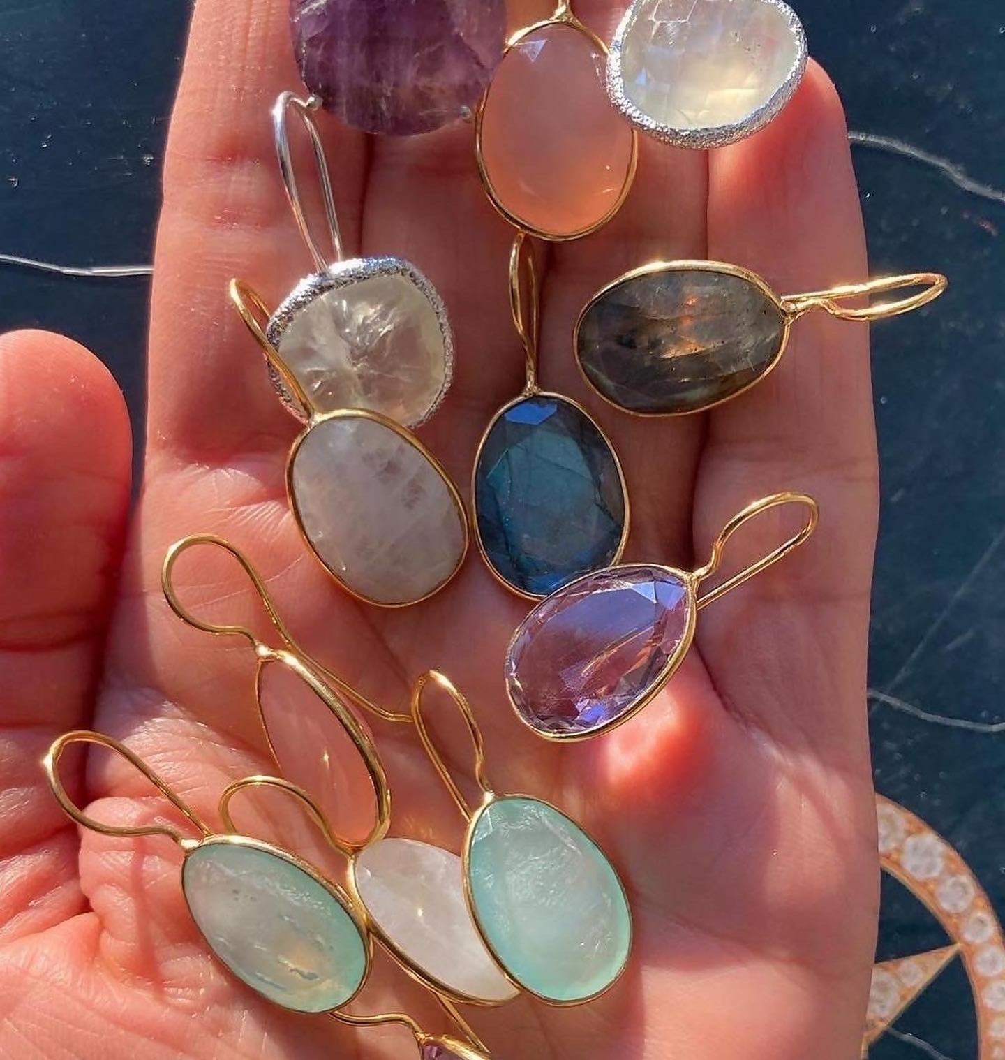 Rainbow Moonstone drop earrings