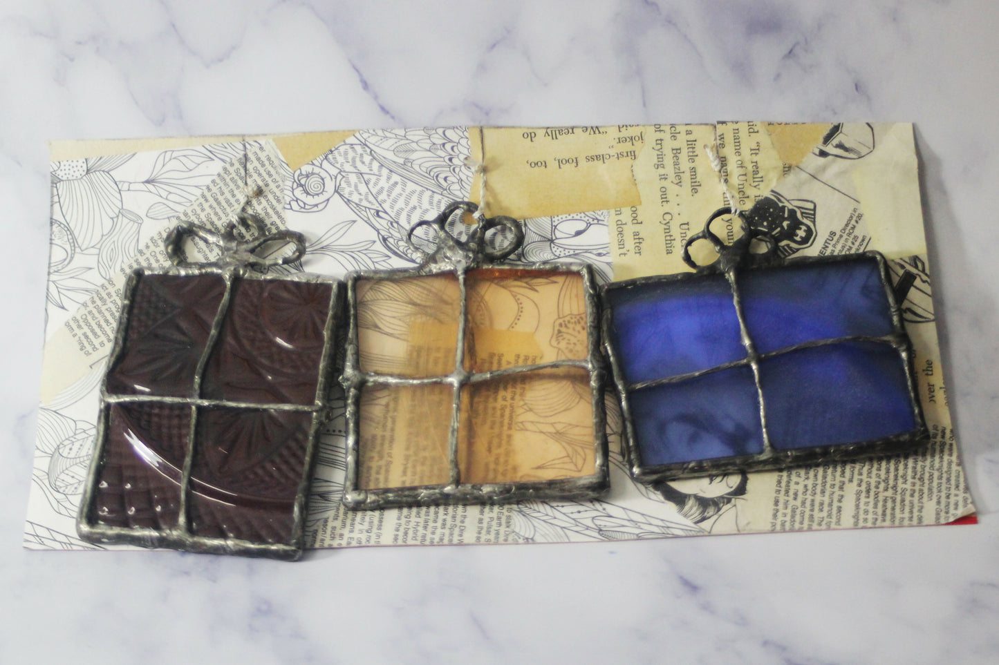 3pc Recycled Glass Gift Ornament Set