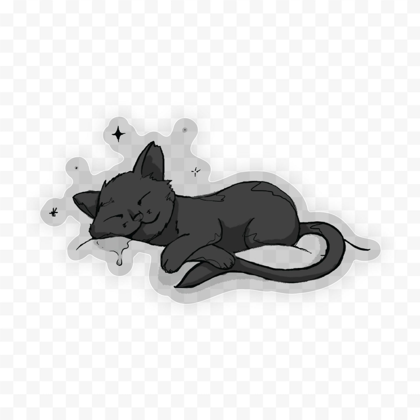 2" and 3” Art Sticker, Black Cat Nap
