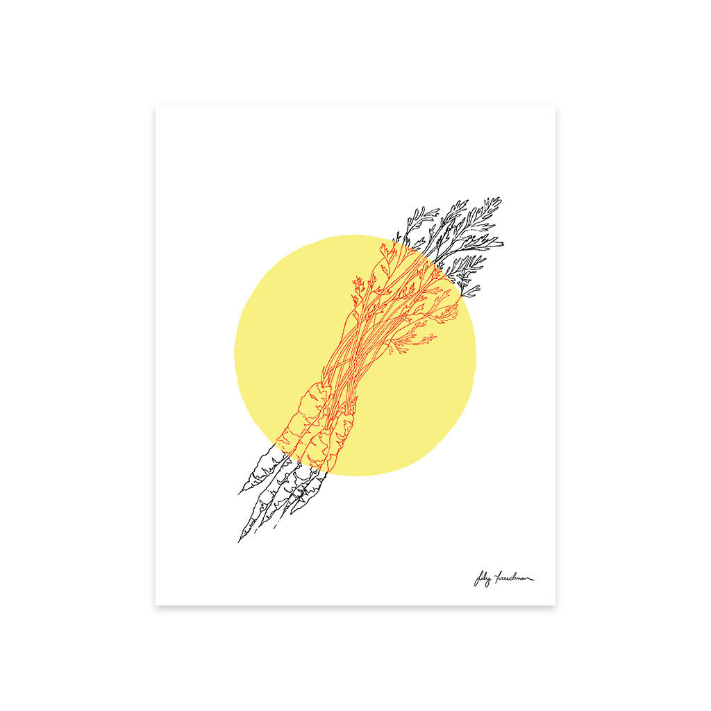 8”x10” Art Print, Carrots, Yellow
