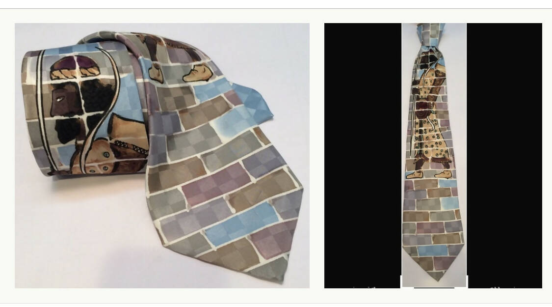 Neck tie silk hand painted