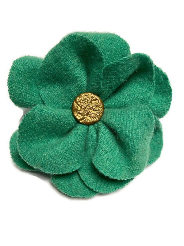 Repurposed Sweater Felted Wool Flower Brooch Pin