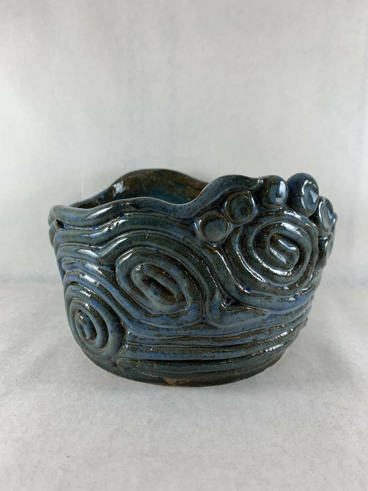 Ceramic Coil Pot in Blue Green