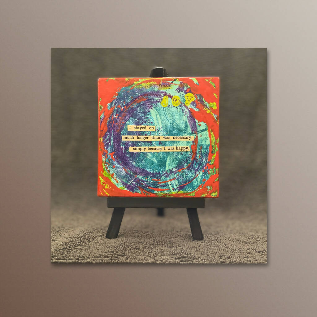 Simply Happy, Mini Mixed Media Canvas with Easel