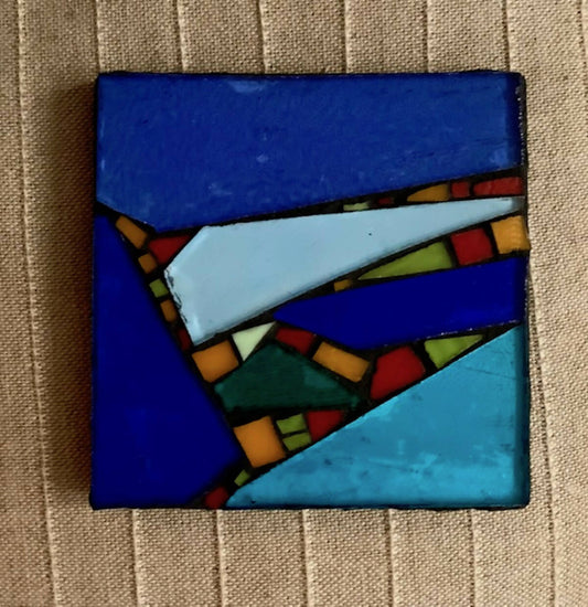 Mosaic Coaster: Blue Geometrics