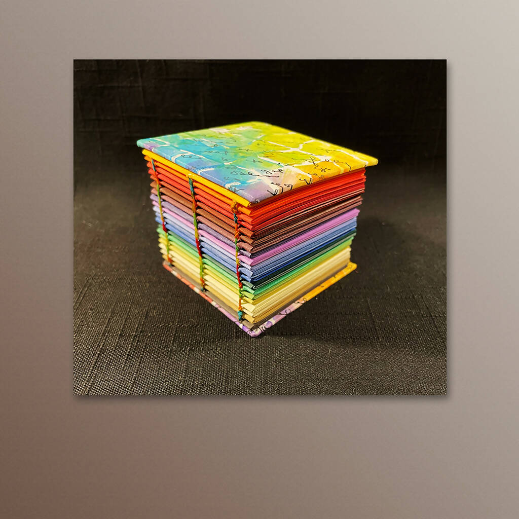 Handmade Book • Artist Concept Cube Book, Rainbow
