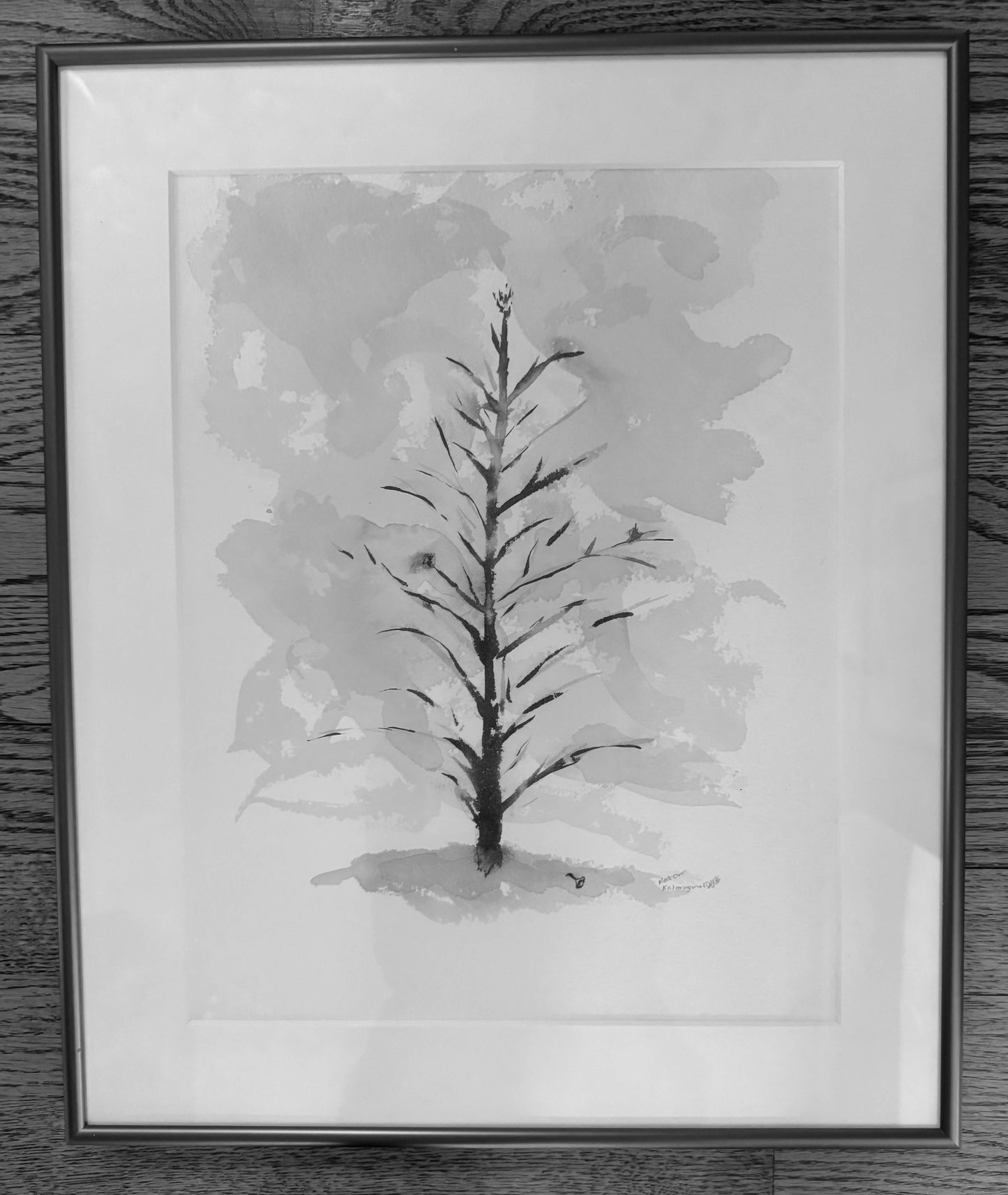"Lone Tree" Original Ink on Paper, Framed by Katherine Orr