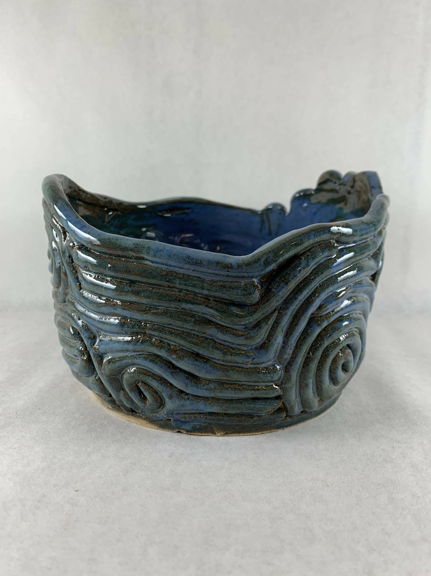 Ceramic Coil Pot in Blue Green
