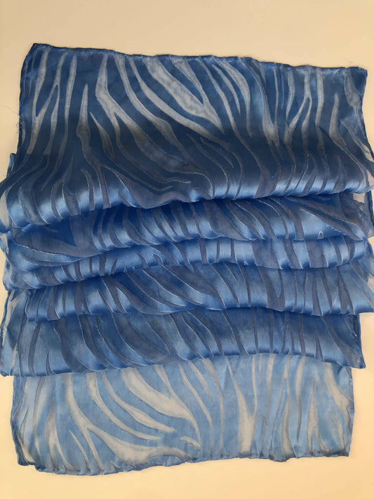 Devore Scarf: Sky Blue Animal Stripes