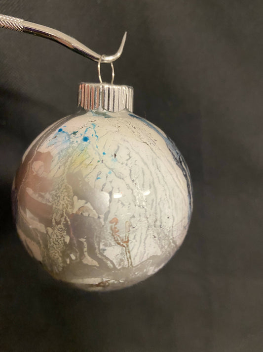 Christmas Ornament Hand Painted Margnificent Moon Glass Round Orb