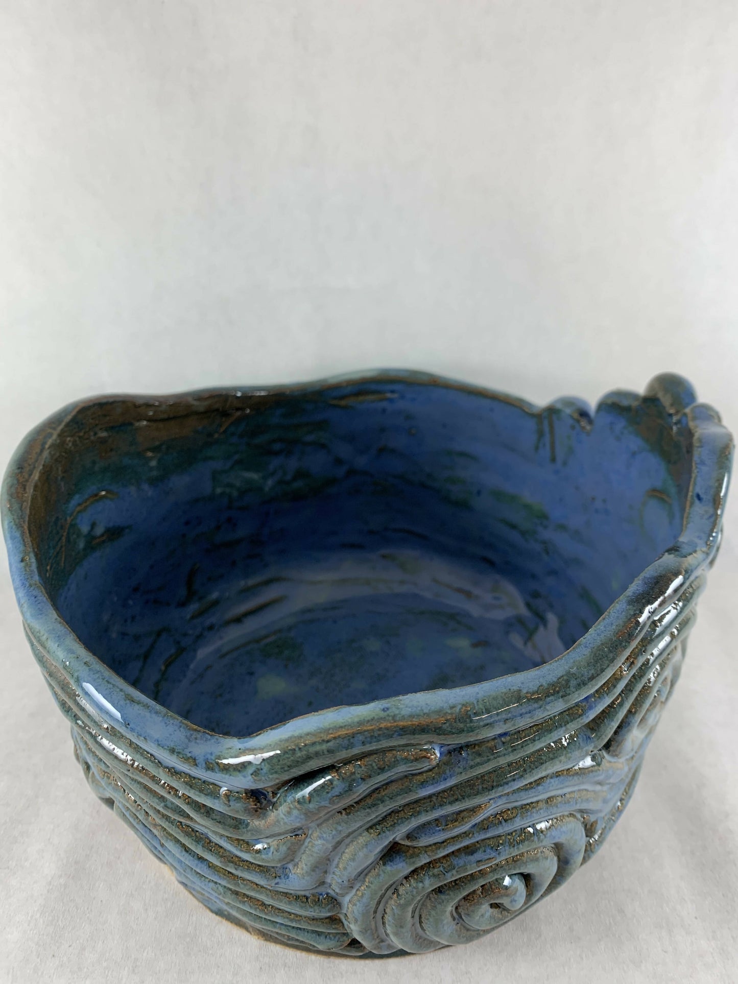 Ceramic Coil Pot in Blue Green