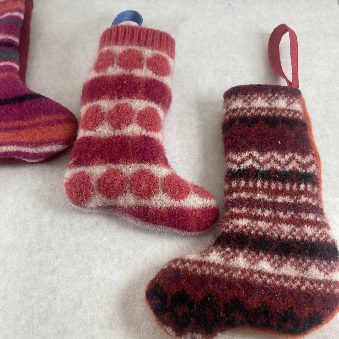 Mini Stocking Boot Repurposed Sweater Felted Wool