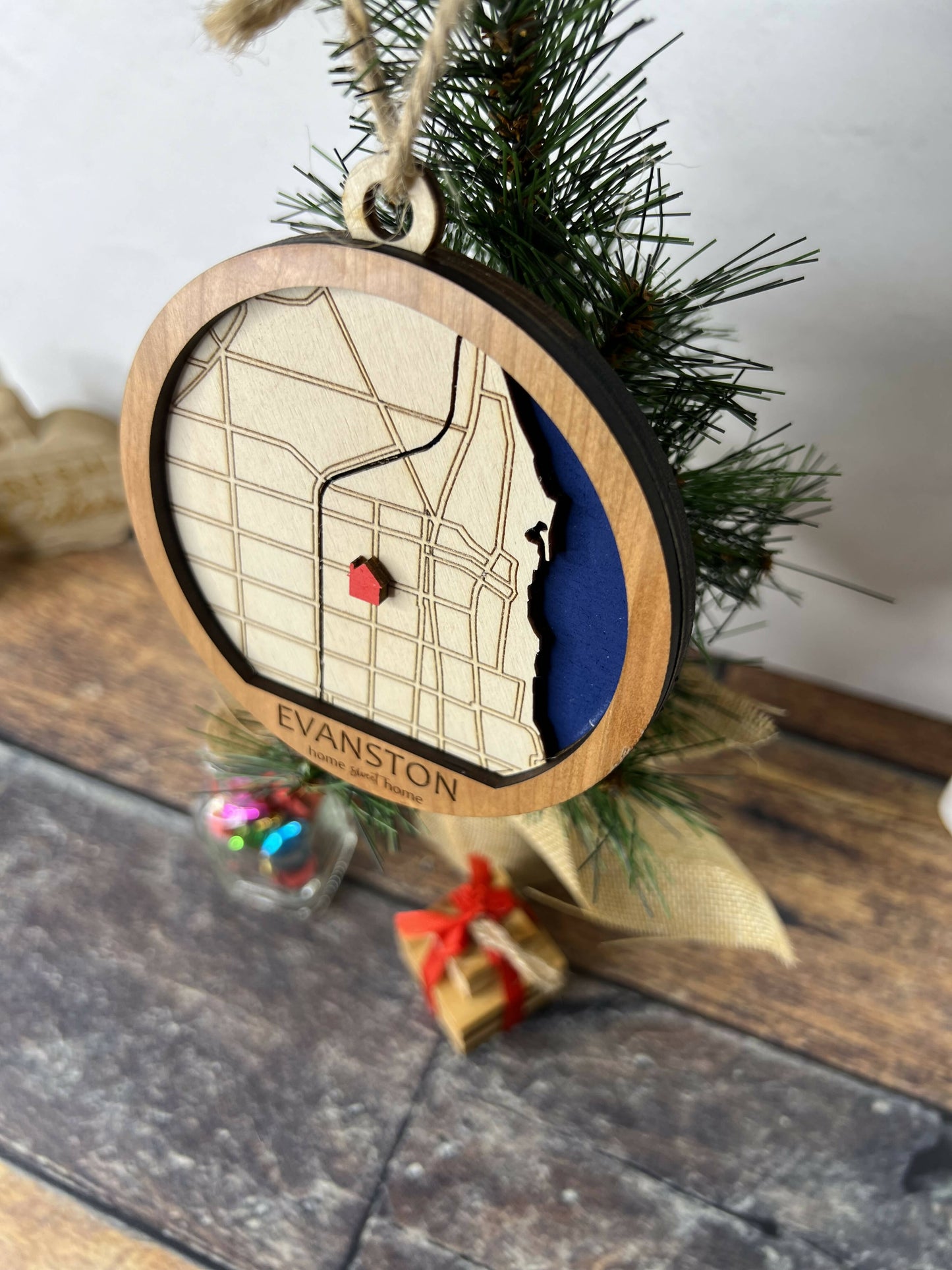 Evanston City Map Ornament