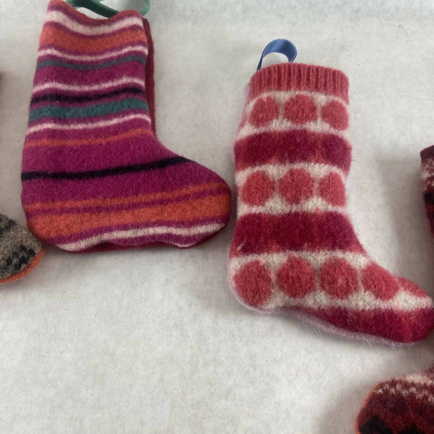 Mini Stocking Boot Repurposed Sweater Felted Wool