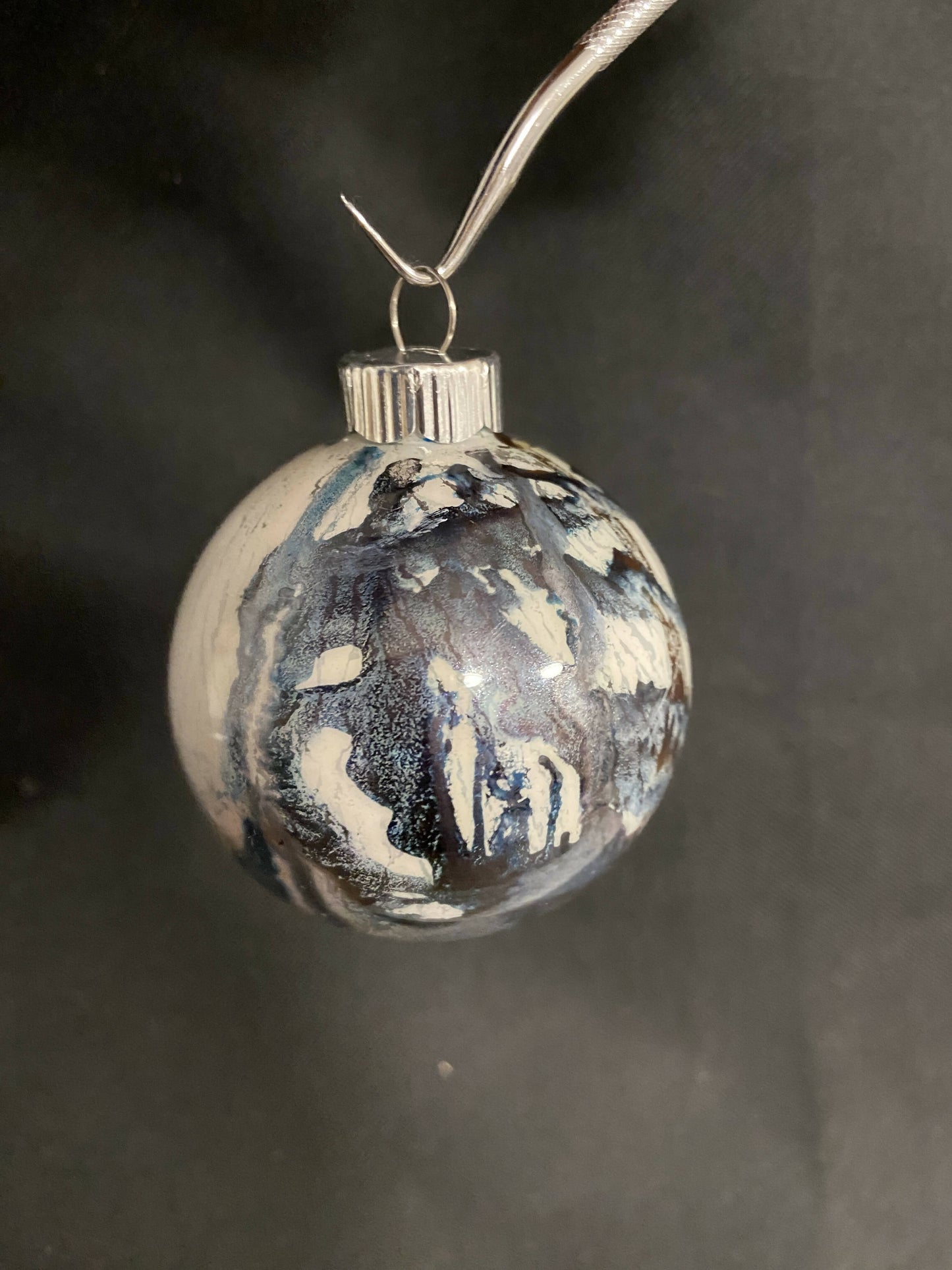 Christmas Ornament Hand Painted Margnificent Moon Glass Round Orb