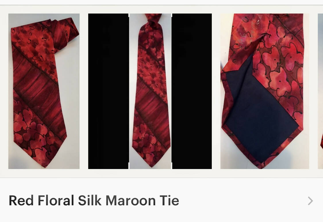 Neck tie silk hand painted