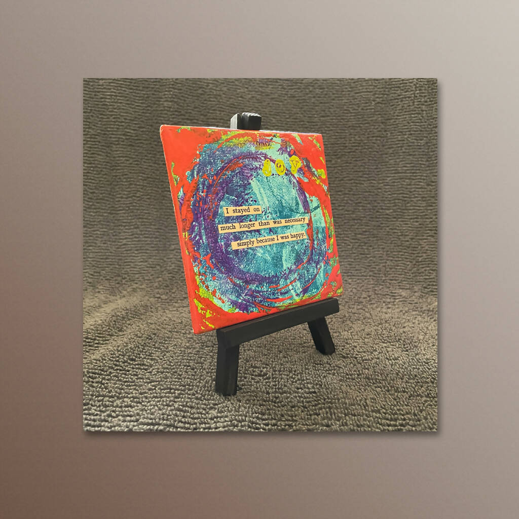 Simply Happy, Mini Mixed Media Canvas with Easel