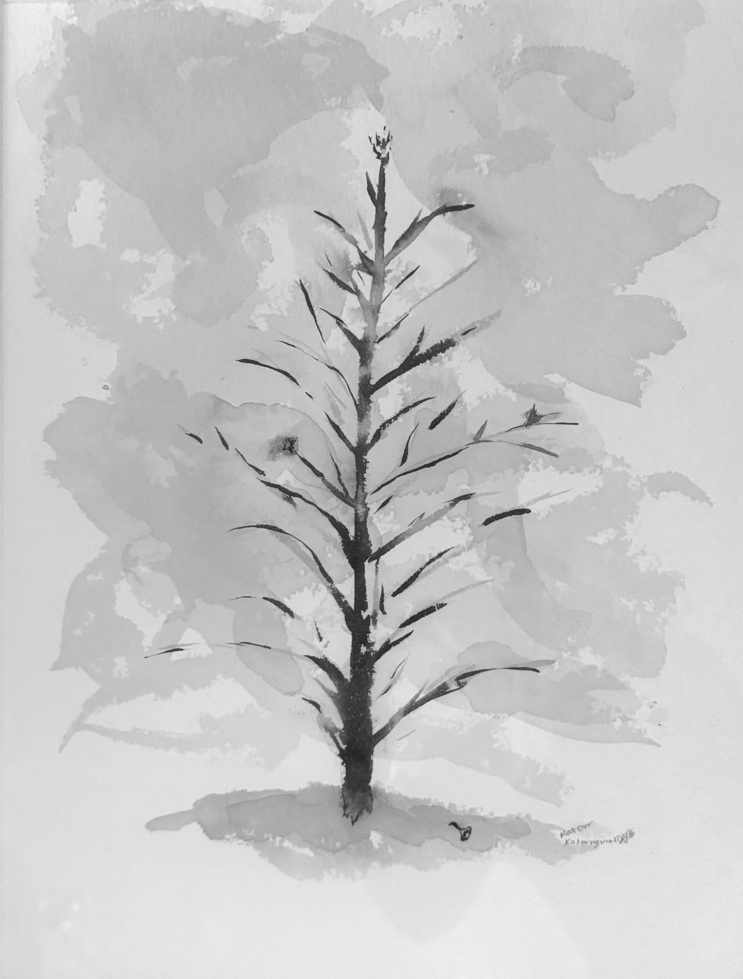 "Lone Tree" Original Ink on Paper, Framed by Katherine Orr