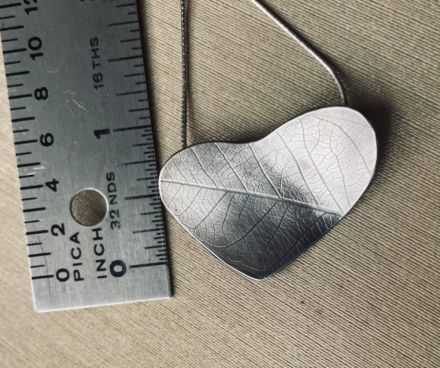 Leaf heart sterling silver pendant